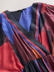 Red/Blue Abstract Print V-Neck Kaftan Maxi Dress - Image 7 of 8