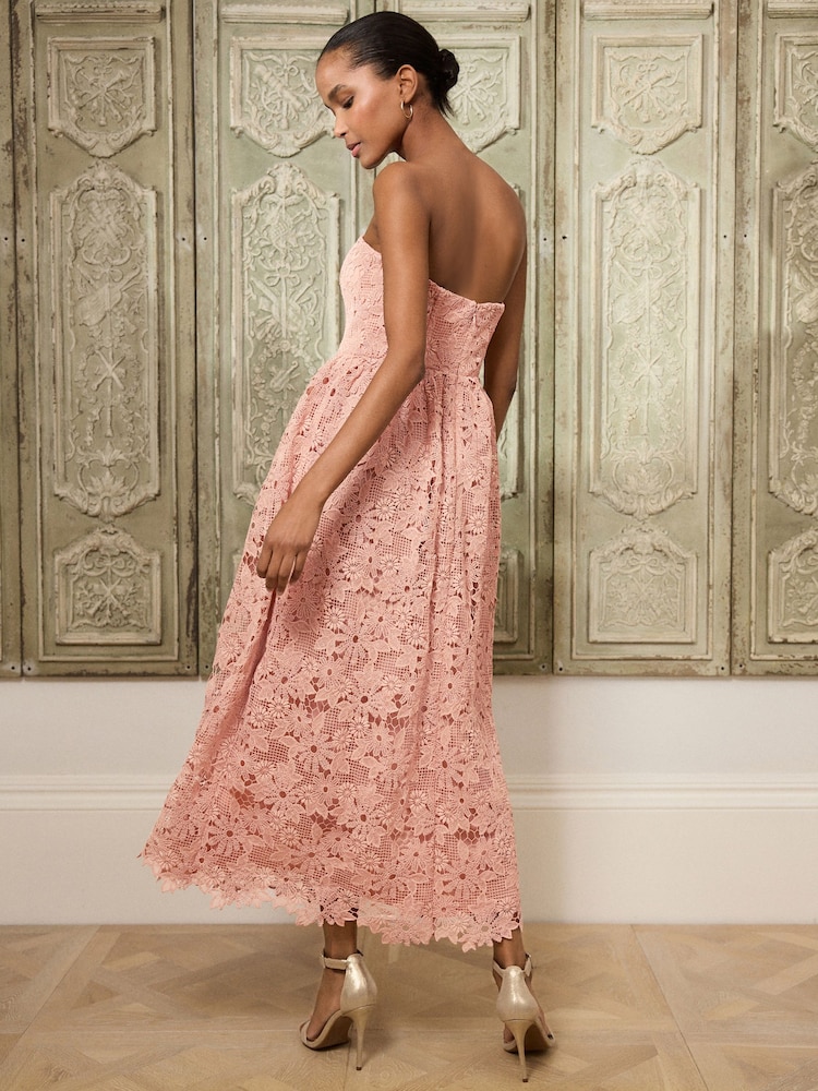 Pastel Pink N. Premium Occasion Lace Bandeau Maxi Dress - Image 2 of 8 Pastel Pink N. Premium Occasion Lace Bandeau Maxi Dress - Image 2 of 8