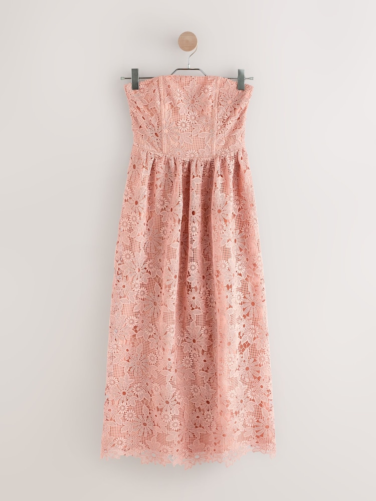 Pastel Pink N. Premium Occasion Lace Bandeau Maxi Dress - Image 6 of 8