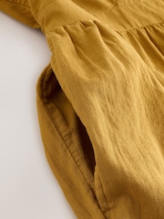 Ochre Yellow Ruffled Tie Back Wide Leg Boho 100% Cotton Jumpsuit - Image 7 of 8