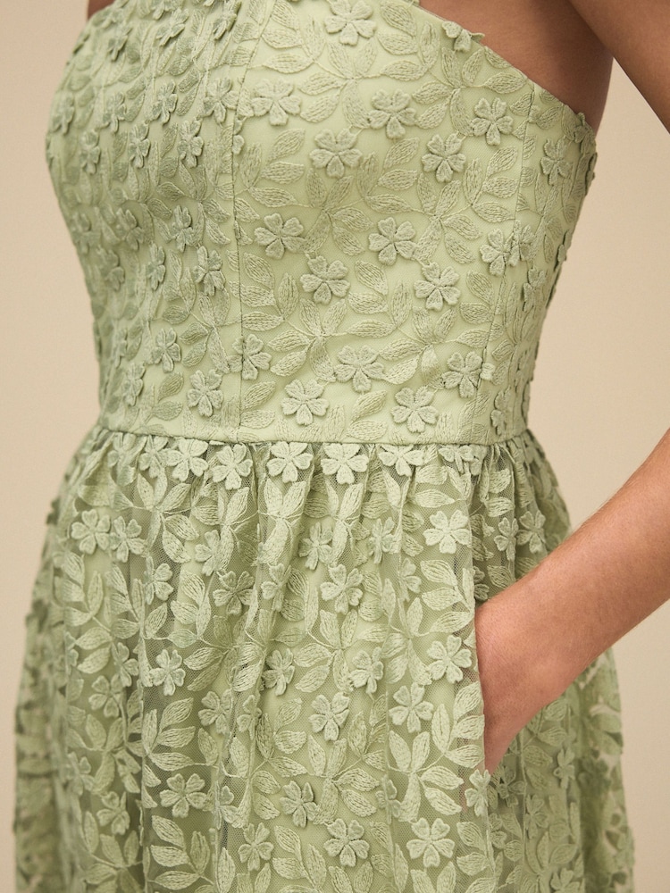 Sage Green N. Premium Occasion Lace Bandeau Maxi Dress - Image 4 of 7