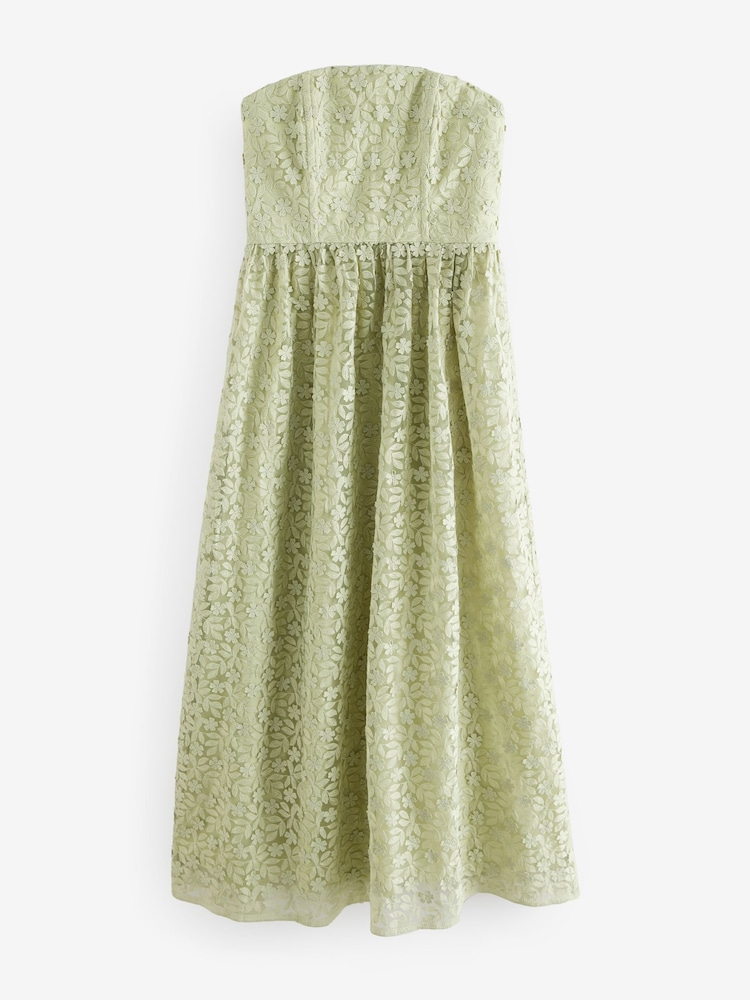 Sage Green N. Premium Occasion Lace Bandeau Maxi Dress - Image 5 of 7