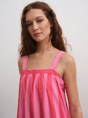 Red/Pink Stripe Square Neck Maxi Summer Dress - Image 2 of 8