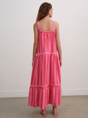 Red/Pink Stripe Square Neck Maxi Summer Dress - Image 3 of 8