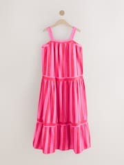 Red/Pink Stripe Square Neck Maxi Summer Dress - Image 6 of 8