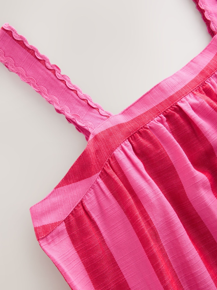 Rot/Pink gestreift - Sommerliches Maxikleid mit Carré-Ausschnitt - Image 7 of 8