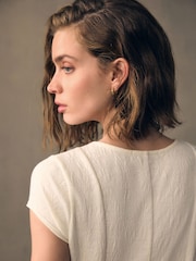 Ecru White Cap Sleeve Jacquard Midi Dress - Image 5 of 9
