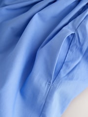 Kornblumenblau - Square Neck Shirred Poplin Midi Dress - Bild 6 von 6