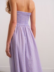 Pink/Purple Seersucker Bandeau Midi Summer Dress - Image 5 of 8