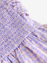Pink/Purple Seersucker Bandeau Midi Summer Dress - Image 7 of 8
