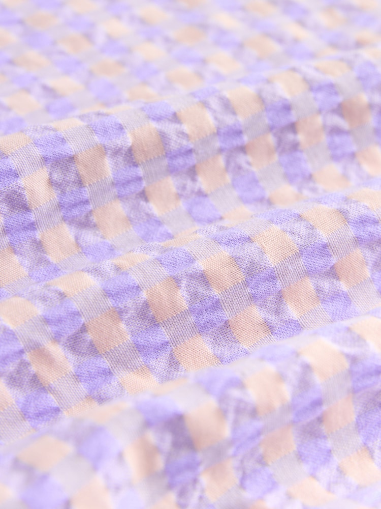 Pink/Purple Seersucker Bandeau Midi Summer Dress - Image 8 of 8