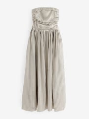 Black/White Stripe Seersucker Bandeau Midi Summer Dress - Image 4 of 6
