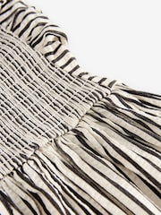 Black/White Stripe Seersucker Bandeau Midi Summer Dress - Image 5 of 6