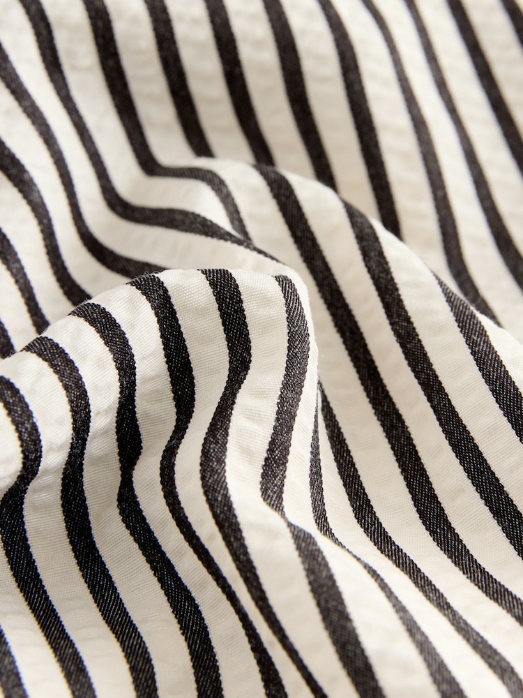 Black/White Stripe Seersucker Bandeau Midi Summer Dress - Image 6 of 6