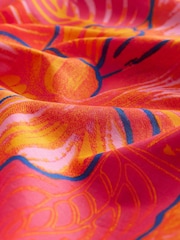 Red/Orange Floral 100% Cotton Strappy Tiered Midi Dress - Image 6 of 7