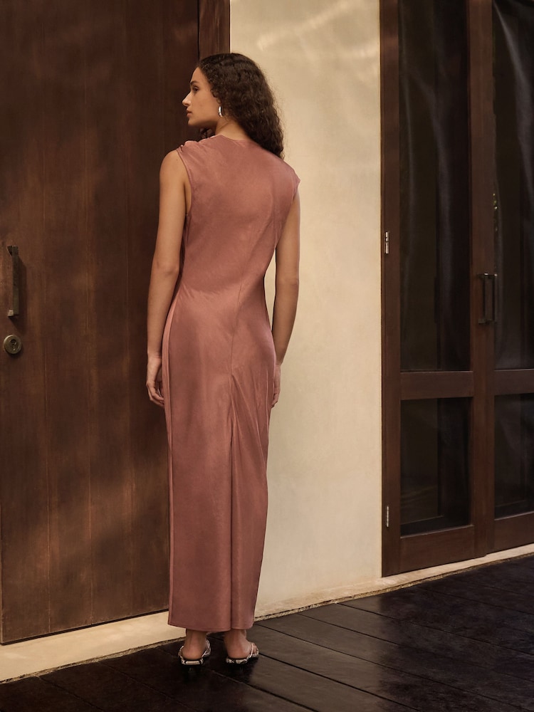 Chocolate Brown N. Premium Occasion Twist Maxi Dress - Image 2 of 6