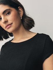 Black Cap Sleeve Jacquard Midi Dress - Image 5 of 8