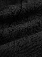 Black Cap Sleeve Jacquard Midi Dress - Image 7 of 8