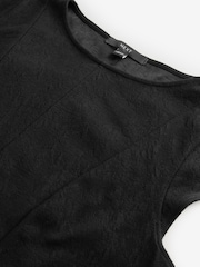 Black Cap Sleeve Jacquard Midi Dress - Image 8 of 8