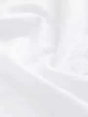 White Sleeveless Drop Waist 100% Cotton Crew Neck Midi Dress - Image 8 of 8