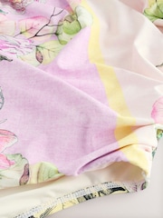 Lilac/Cream Floral Print DD+ Bandeau Tummy Control Swimsuit - Image 8 of 9