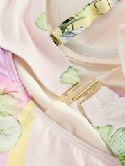 Lilac/Cream Floral Print DD+ Bandeau Tummy Control Swimsuit - Image 9 of 9