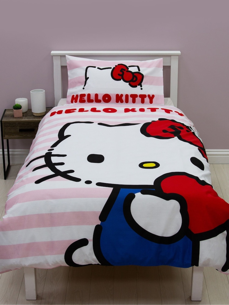 Character World Pink Hello Kitty Reversible Polycotton Duvet Cover Set - Image 1 of 5