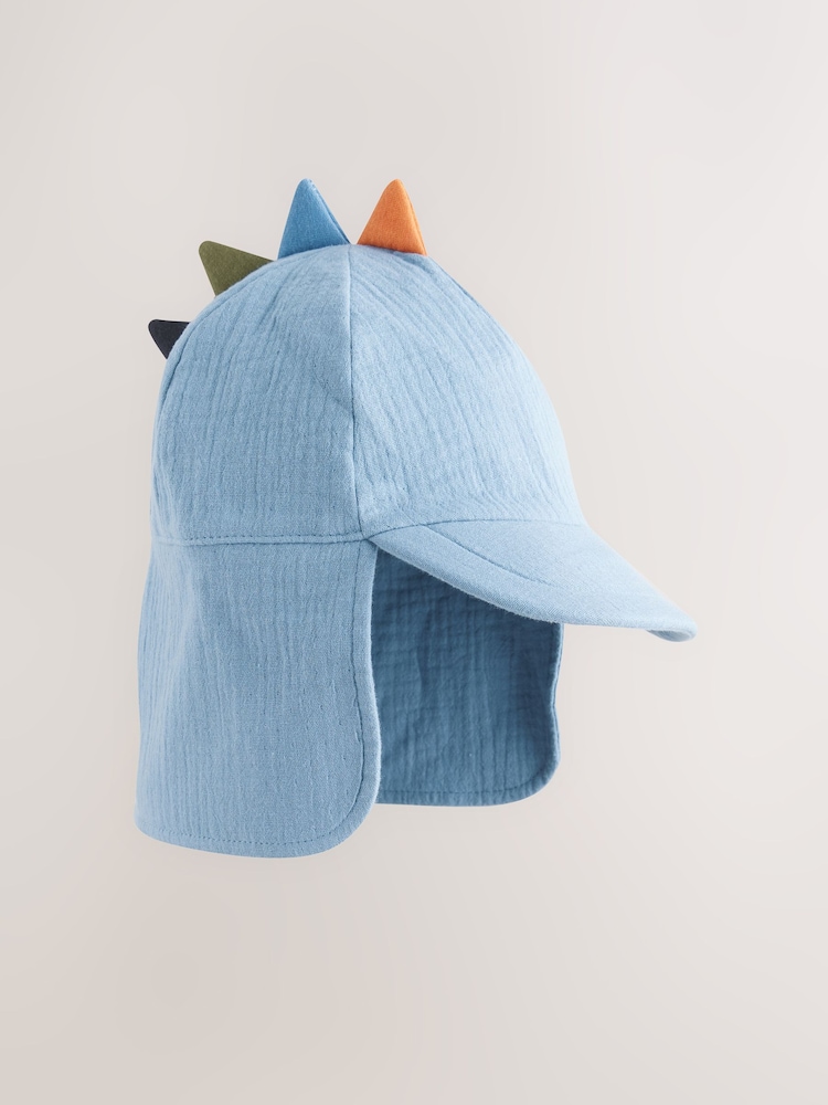 Blue Dino Spike Legionnaire 100% Cotton Hat (3mths-10yrs) - Image 1 of 3 Blue Dino Spike Legionnaire 100% Cotton Hat (3mths-10yrs) - Image 1 of 3
