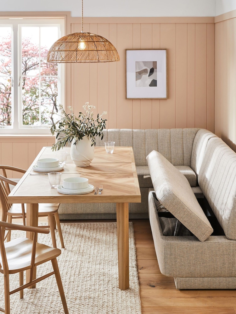 Chunky Weave Mid Natural Anderson Storage Left Hand Dining Bench - Image 1 of 9