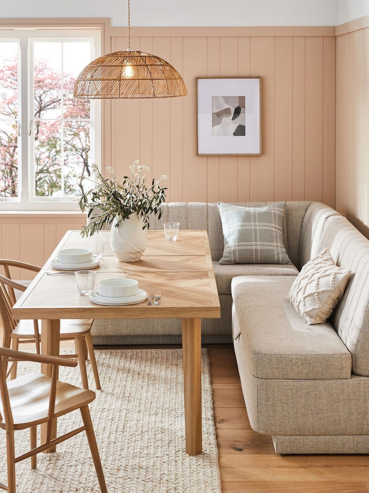 Chunky Weave Mid Natural Anderson Storage Left Hand Dining Bench - Image 2 of 9