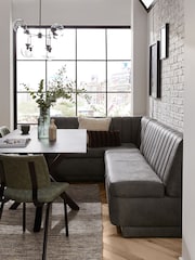 Monza Faux Leather Dark Grey Anderson Storage Left Hand Dining Bench - Image 1 of 9