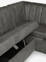 Monza Faux Leather Dark Grey Anderson Storage Left Hand Corner Dining Bench - Image 11 of 12