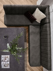 Monza Faux Leather Dark Grey Anderson Storage Left Hand Dining Bench - Image 5 of 9