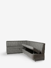 Monza Faux Leather Dark Grey Anderson Storage Left Hand Dining Bench - Image 9 of 9