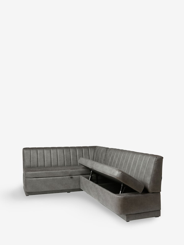 Monza Faux Leather Dark Grey Anderson Storage Left Hand Dining Bench - Image 9 of 9