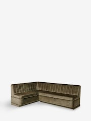 Plush Chenille Moss Green Anderson Storage Left Hand Dining Bench - Image 6 of 9