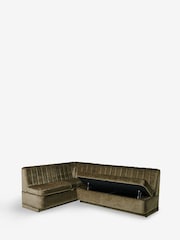 Plush Chenille Moss Green Anderson Storage Left Hand Dining Bench - Image 7 of 9