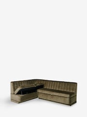 Plush Chenille Moss Green Anderson Storage Left Hand Dining Bench - Image 8 of 9
