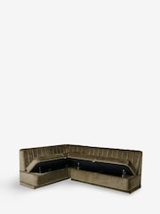 Plush Chenille Moss Green Anderson Storage Left Hand Dining Bench - Image 9 of 9