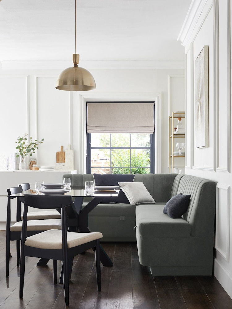 Soft Velvet Grey Anderson Storage Left Hand Dining Bench - Image 1 of 9