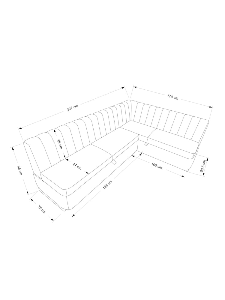 Soft Velvet Grey Anderson Storage Left Hand Dining Bench - Image 9 of 9