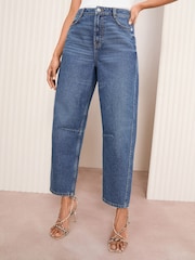 Умеренный синий - Friends Like These Denim Barrel Jeans - Image 2 of 5