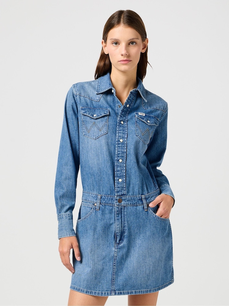 Wrangler Blue Longsleeve Denim Dress - Image 4 of 11