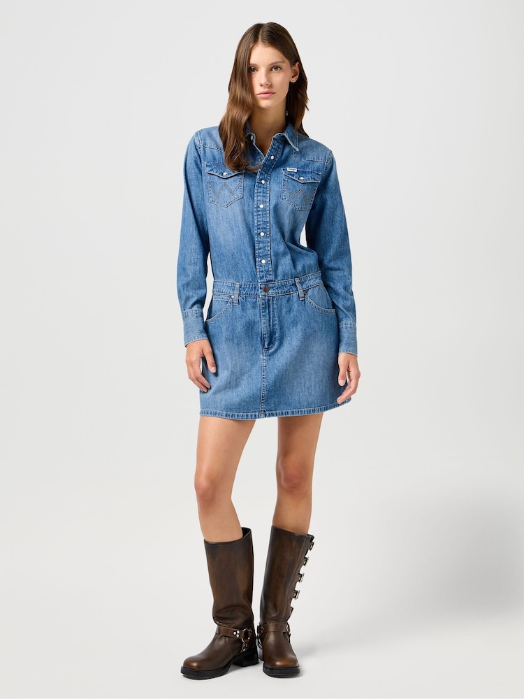 Wrangler Blue Longsleeve Denim Dress - Image 6 of 11