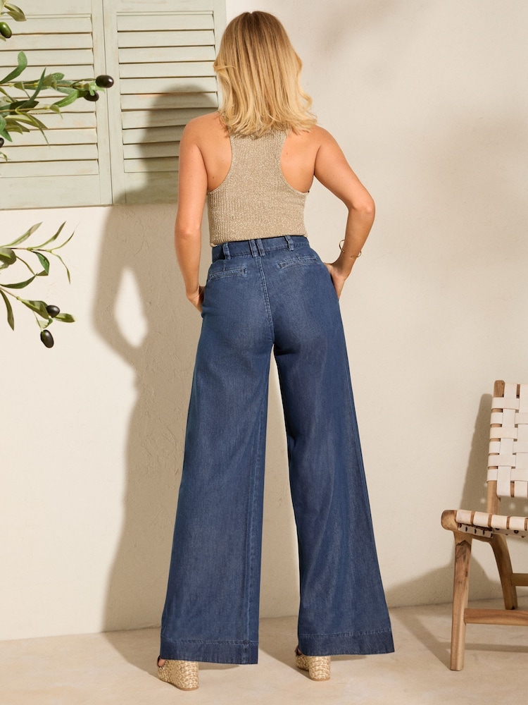 Dunkelblau - Friends Like These Millie Mackintosh Pleat Front Wide Leg Jeans - Bild 2 von 4 Dunkelblau - Friends Like These Millie Mackintosh Pleat Front Wide Leg Jeans - Bild 2 von 4