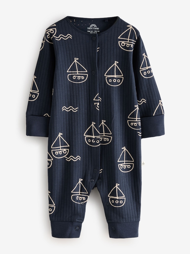 Blue Boat Whale 100% Cotton Rompers 2 Pack - Image 2 of 3 Blue Boat Whale 100% Cotton Rompers 2 Pack - Image 2 of 3