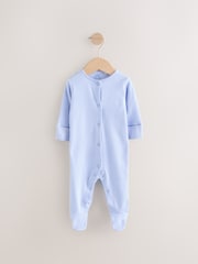 Blue/Grey Stripe Pure 100% Cotton Sleepsuits 2 Pack - Image 3 of 5
