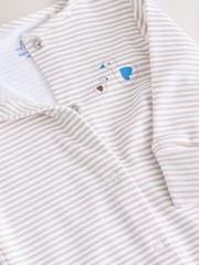 Blue/Grey Stripe Pure 100% Cotton Sleepsuits 2 Pack - Image 5 of 5