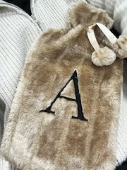 Initial Personalised Furry Hot Water Bottle by Solesmith - Image 1 of 2
