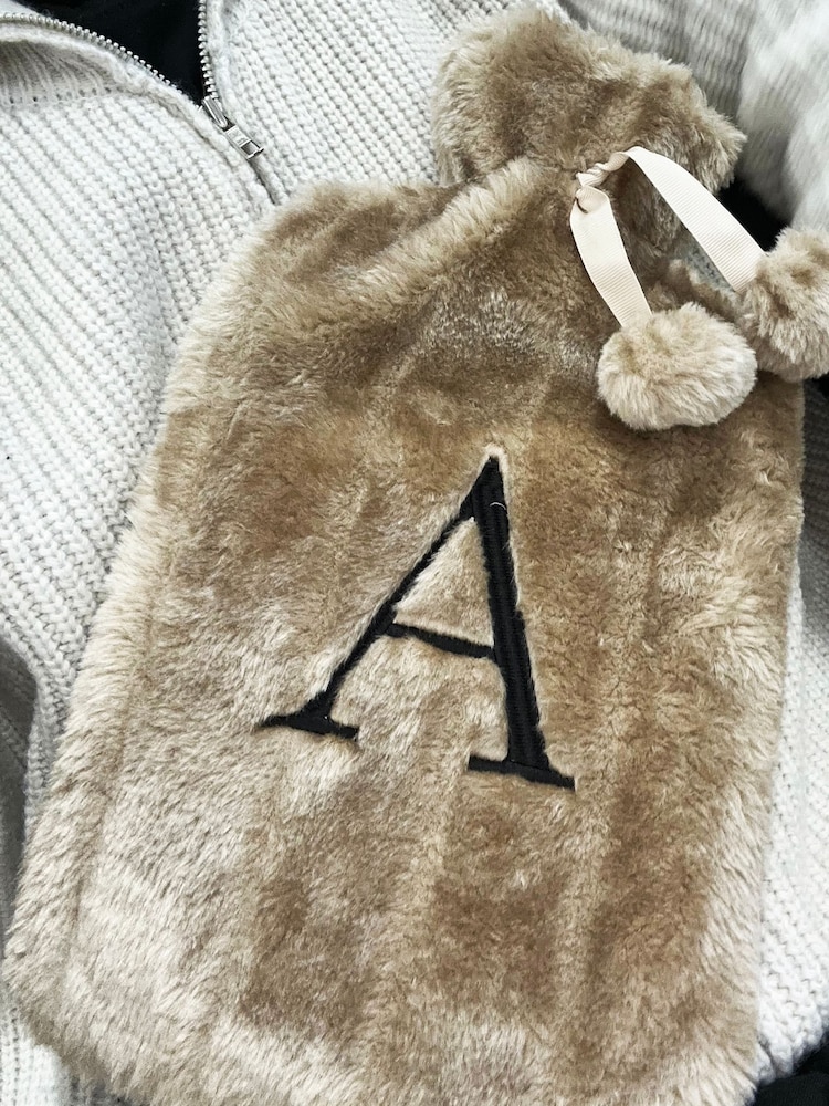 Initial Personalised Furry Hot Water Bottle by Solesmith - Image 1 of 2